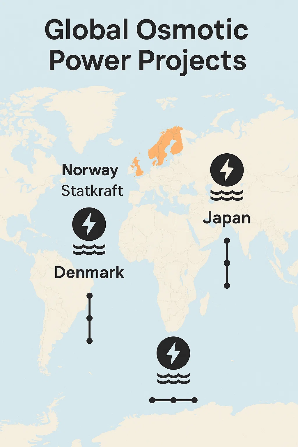 Osmotic Power Generation Systems: The Next Clean Energy Wave 2 Global Osmotic Power Projects Map