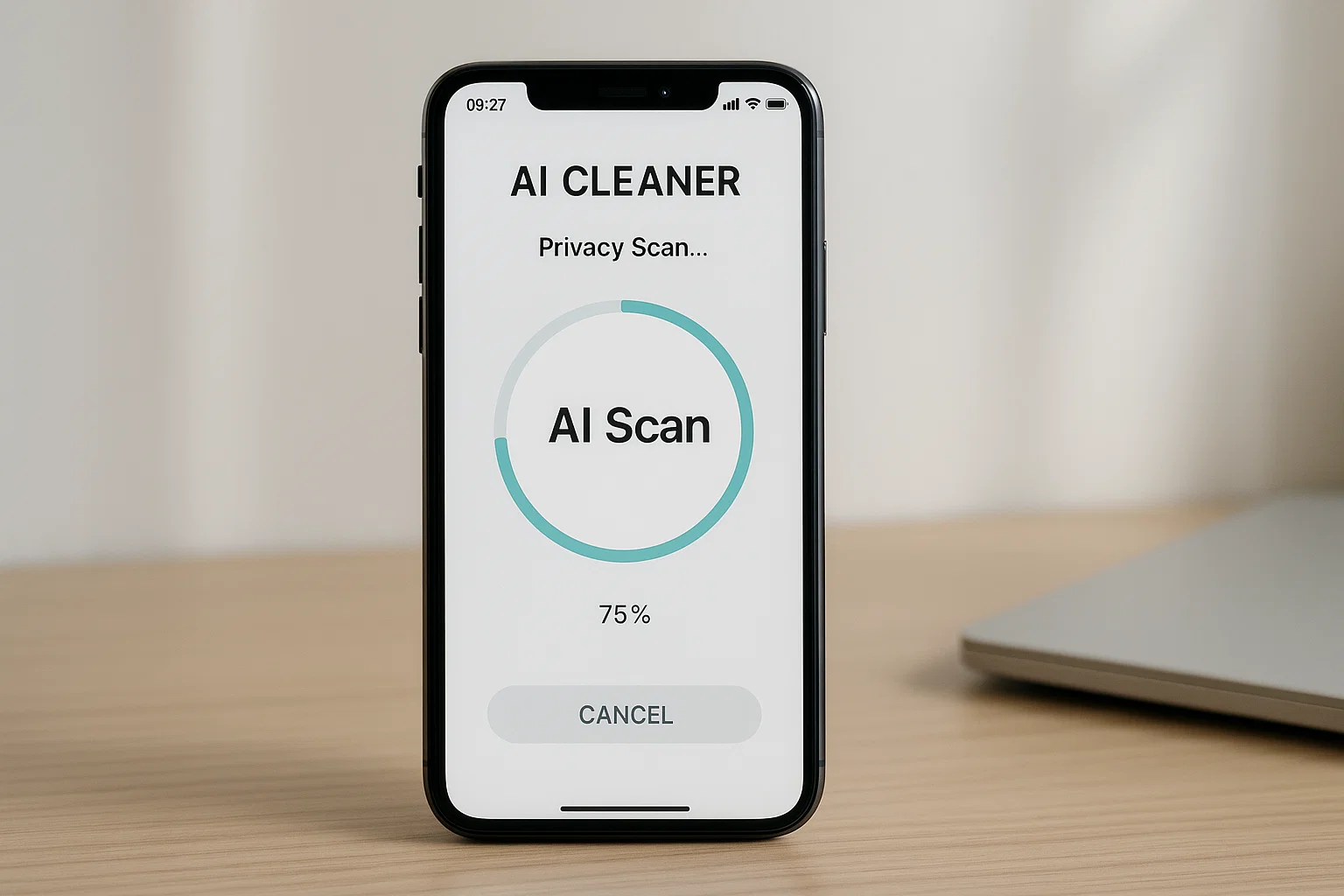 AI cleaner app interface on smartphone screen