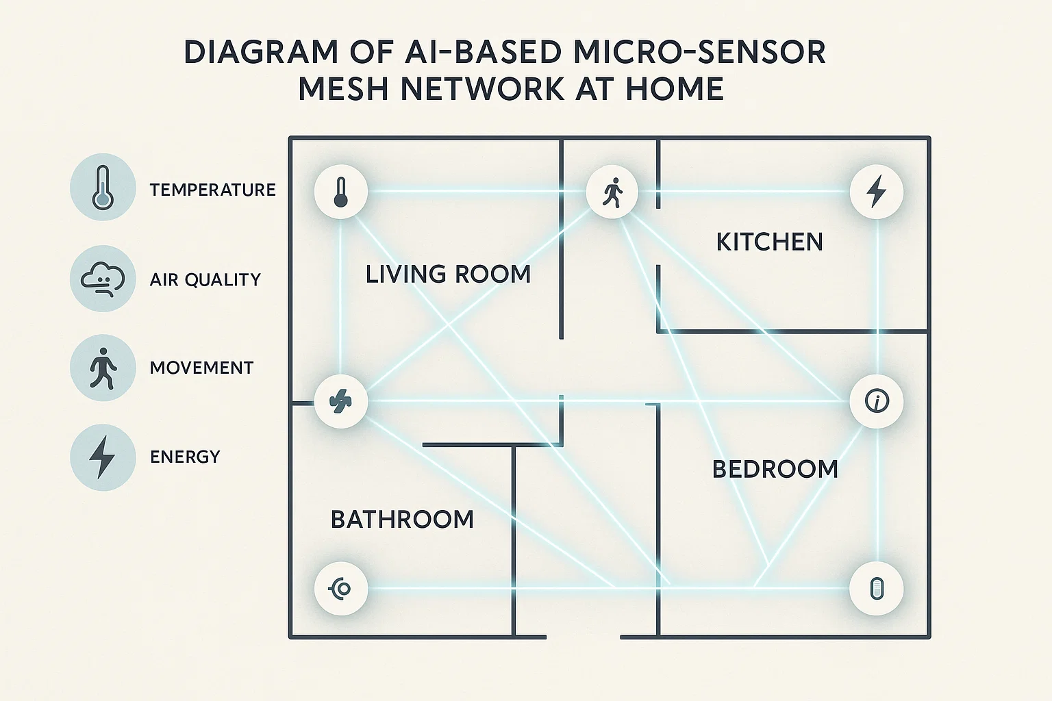 Diagram of AI-based micro-sensor mesh network at home
