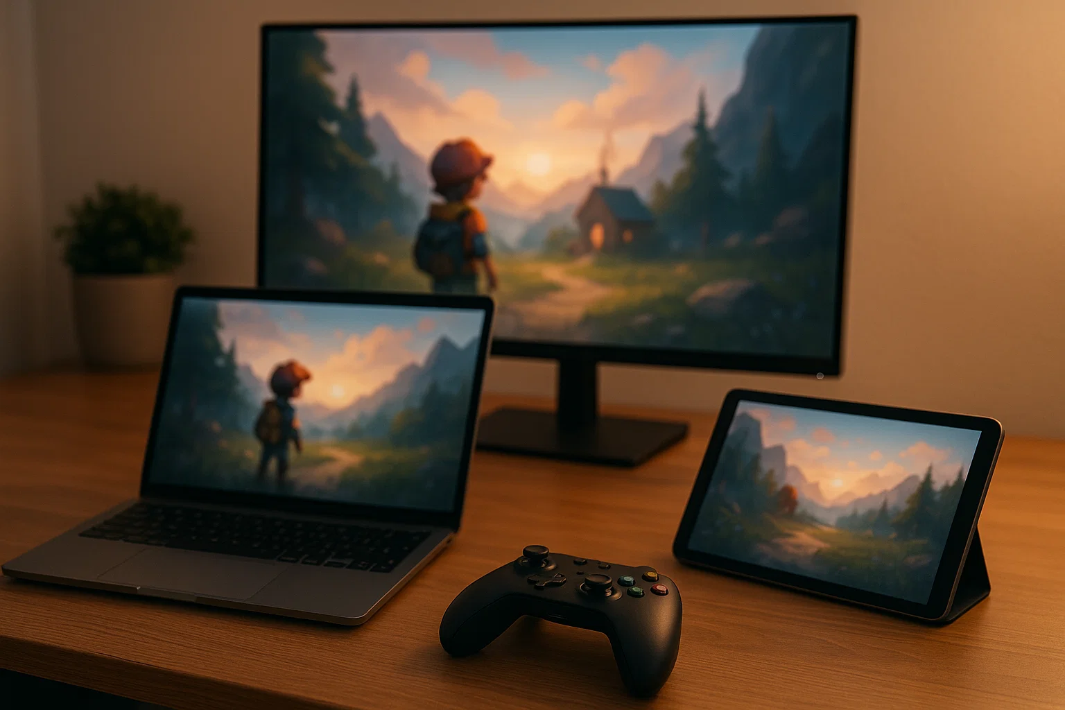 Cross-Platform Cloud Gaming for Indie Fans 1 Multi-device setup showing cross-platform cloud gaming layout