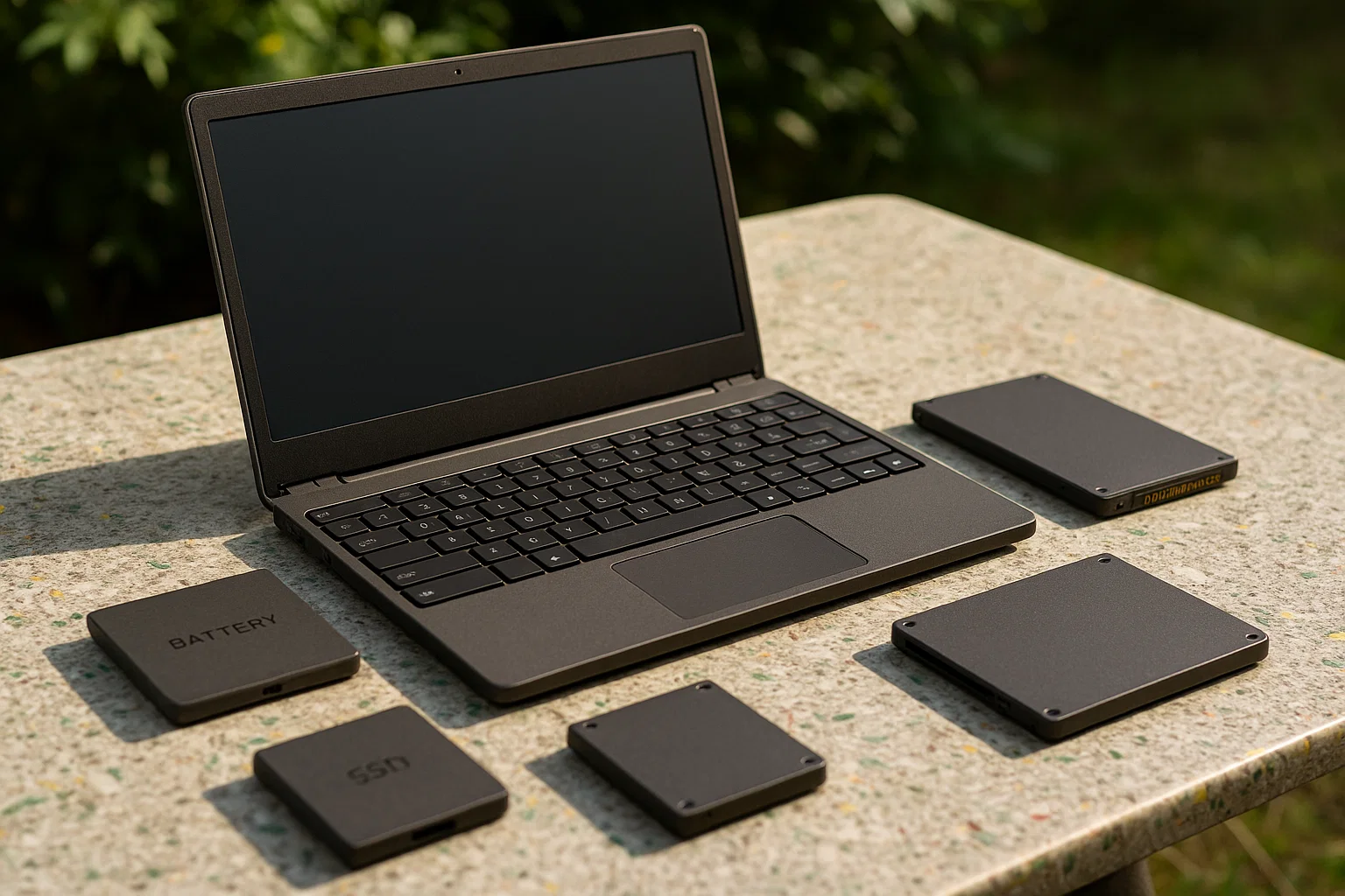 How Battery-Swap Ecosystem Laptops Are Changing Daily Use 3 Eco-Friendly Modular Laptop Outdoors on Recycled Surface