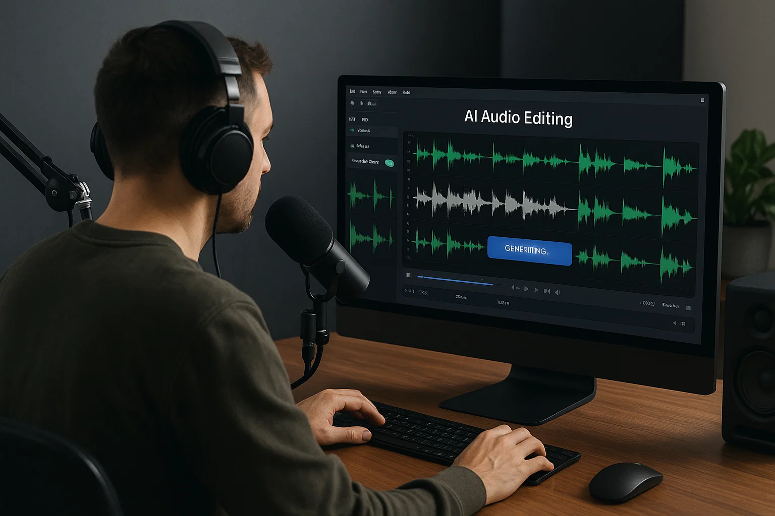 How Generative Audio Tools Transform Podcast Editing 1 Podcaster using AI audio editing software
