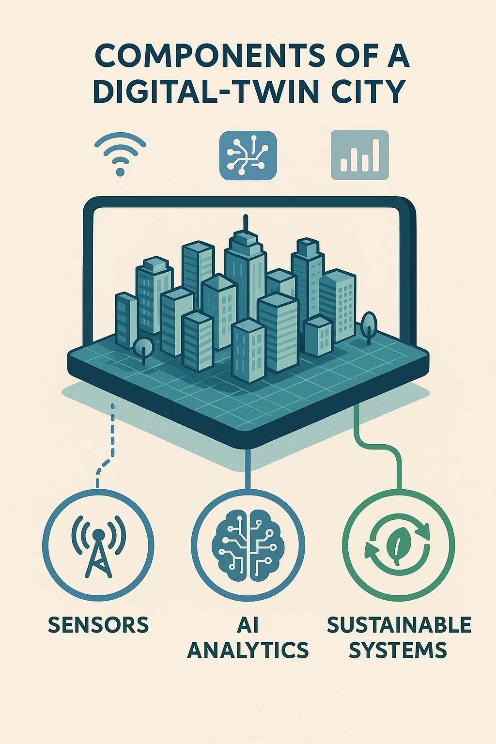 How Digital-Twin Cities Transform Infrastructure 2 Infographic of digital-twin city components