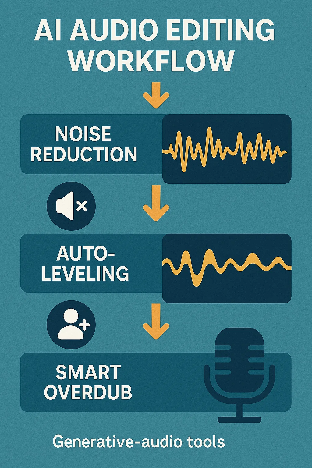 How Generative Audio Tools Transform Podcast Editing 2 AI audio editing workflow infographic