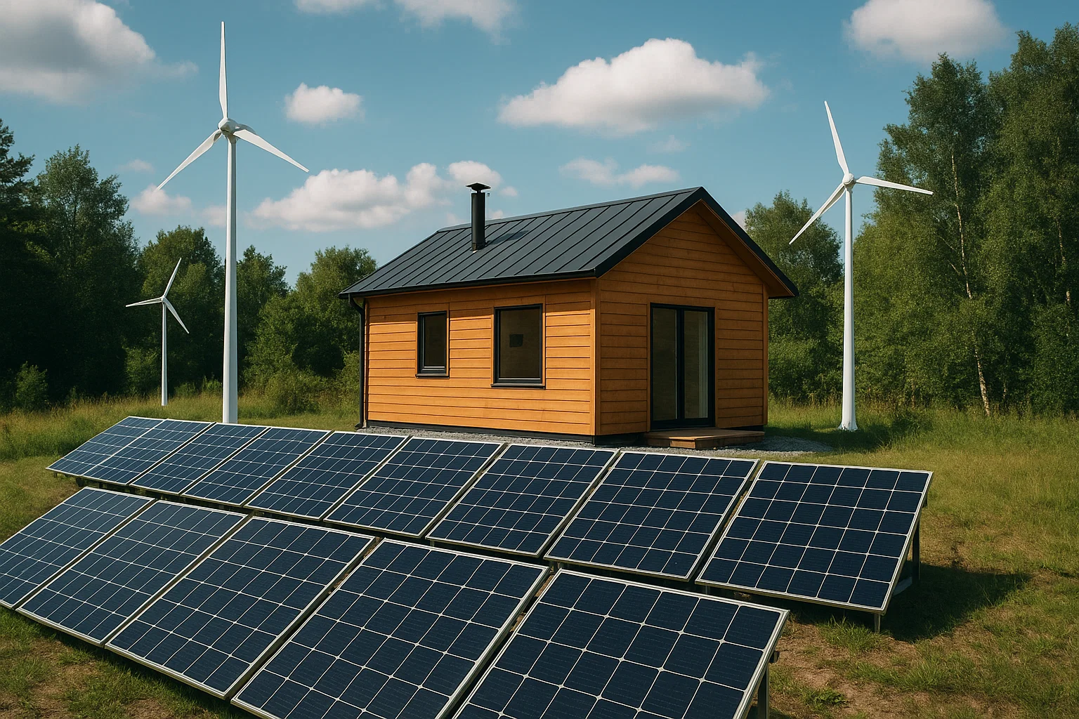 Modern Off-Grid Cabin with Sustainable Hardware