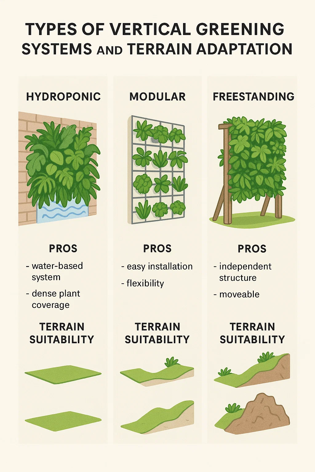 Terrain-Specific Vertical Garden Modules Redefine Urban Greening 2 Types of Vertical Greening Systems and Terrain Adaptation